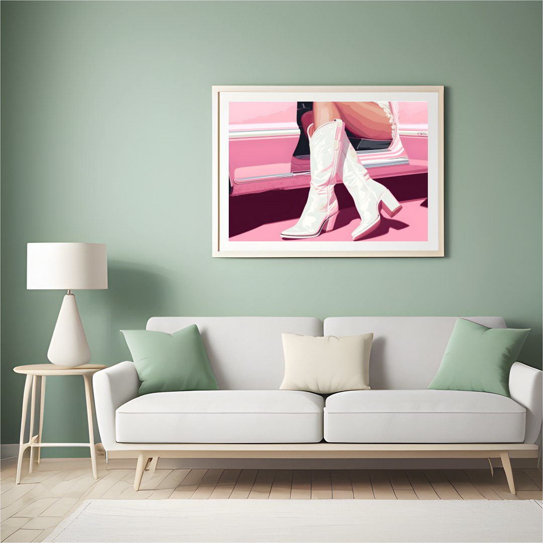 Embrace the charm of retro fashion with this captivating artwork. A harmonious blend of pastels and for Hall