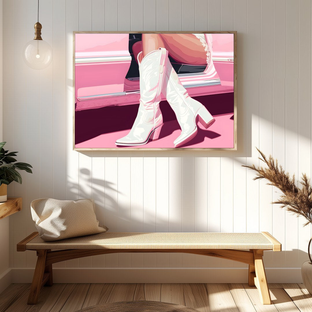 Embrace the charm of retro fashion with this captivating artwork. A harmonious blend of pastels and for Hallway