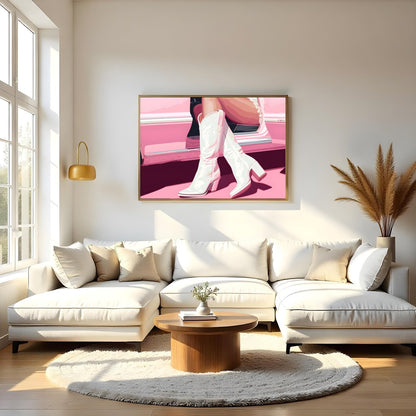 Embrace the charm of retro fashion with this captivating artwork. A harmonious blend of pastels and for Living Room