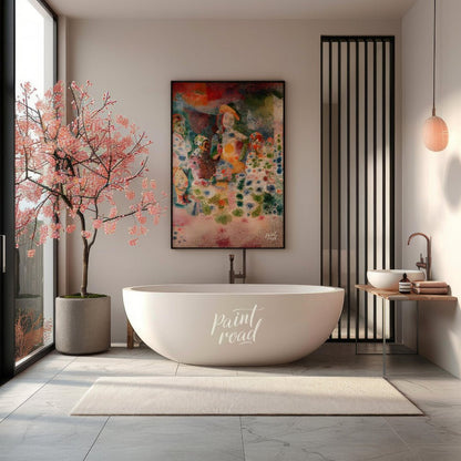 This intriguing artwork, attributed to Picasso and described as being in a “Puntinismo” (Pointillis… for bathroom