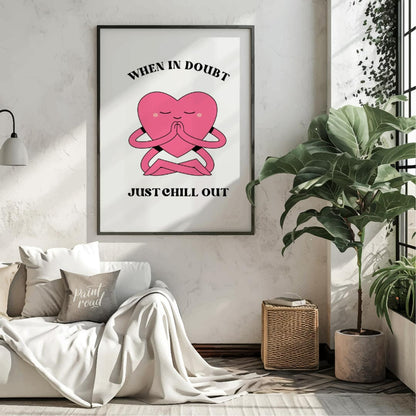 This charming digital illustration features a soft pink heart character, complete with two small ey… for living room