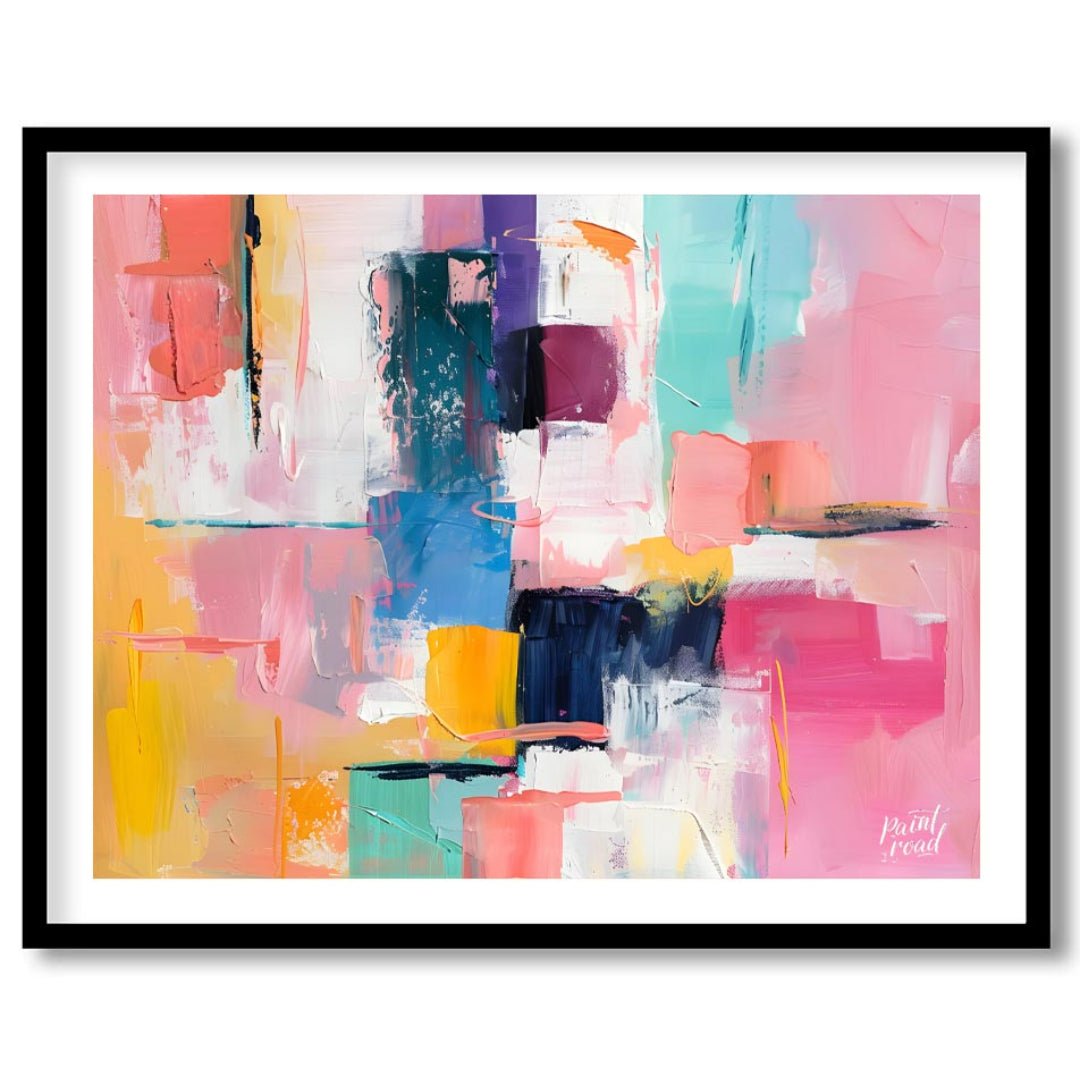 This abstract painting is a vibrant explosion of color and texture. The artist employs a bold palet… for house