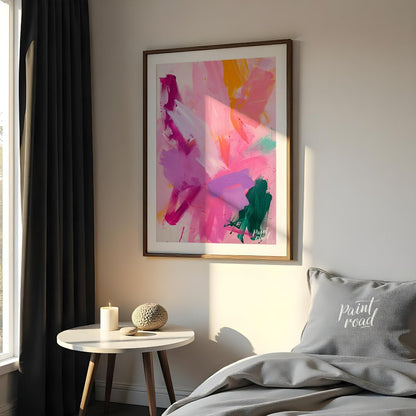 This vibrant abstract painting explodes with a symphony of colors, featuring bold brushstrokes of p… for bedroom