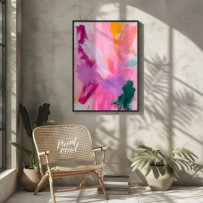 This vibrant abstract painting explodes with a symphony of colors, featuring bold brushstrokes of p… for living room