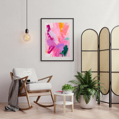 This vibrant abstract painting explodes with a symphony of colors, featuring bold brushstrokes of p… for living room