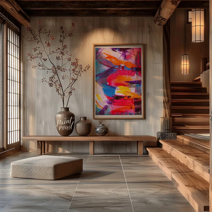 This beautiful painting is an explosion of vibrant colors and dynamic textures. Bold brushstrokes o… for entryway