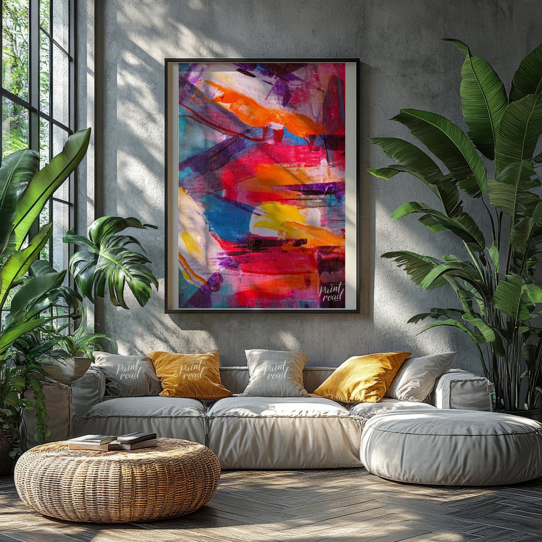 This beautiful painting is an explosion of vibrant colors and dynamic textures. Bold brushstrokes o… for living room
