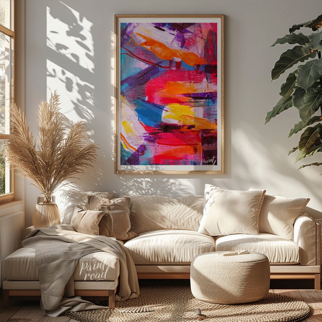 This beautiful painting is an explosion of vibrant colors and dynamic textures. Bold brushstrokes o… for living room
