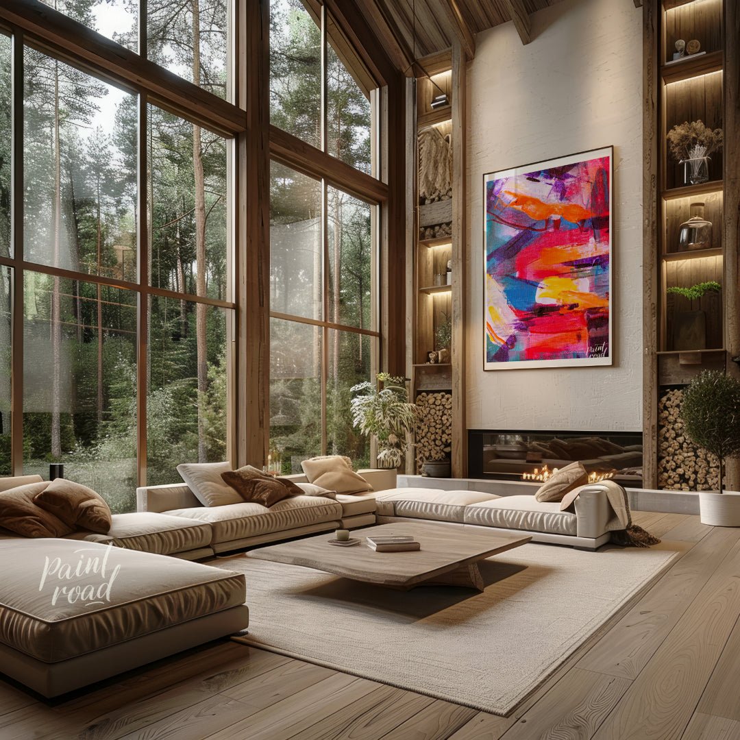 This beautiful painting is an explosion of vibrant colors and dynamic textures. Bold brushstrokes o… for living room