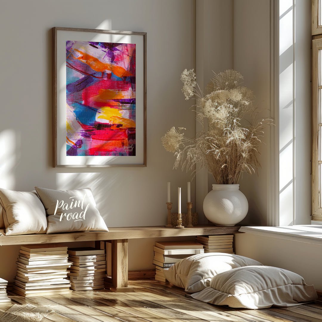 This beautiful painting is an explosion of vibrant colors and dynamic textures. Bold brushstrokes o… for living room