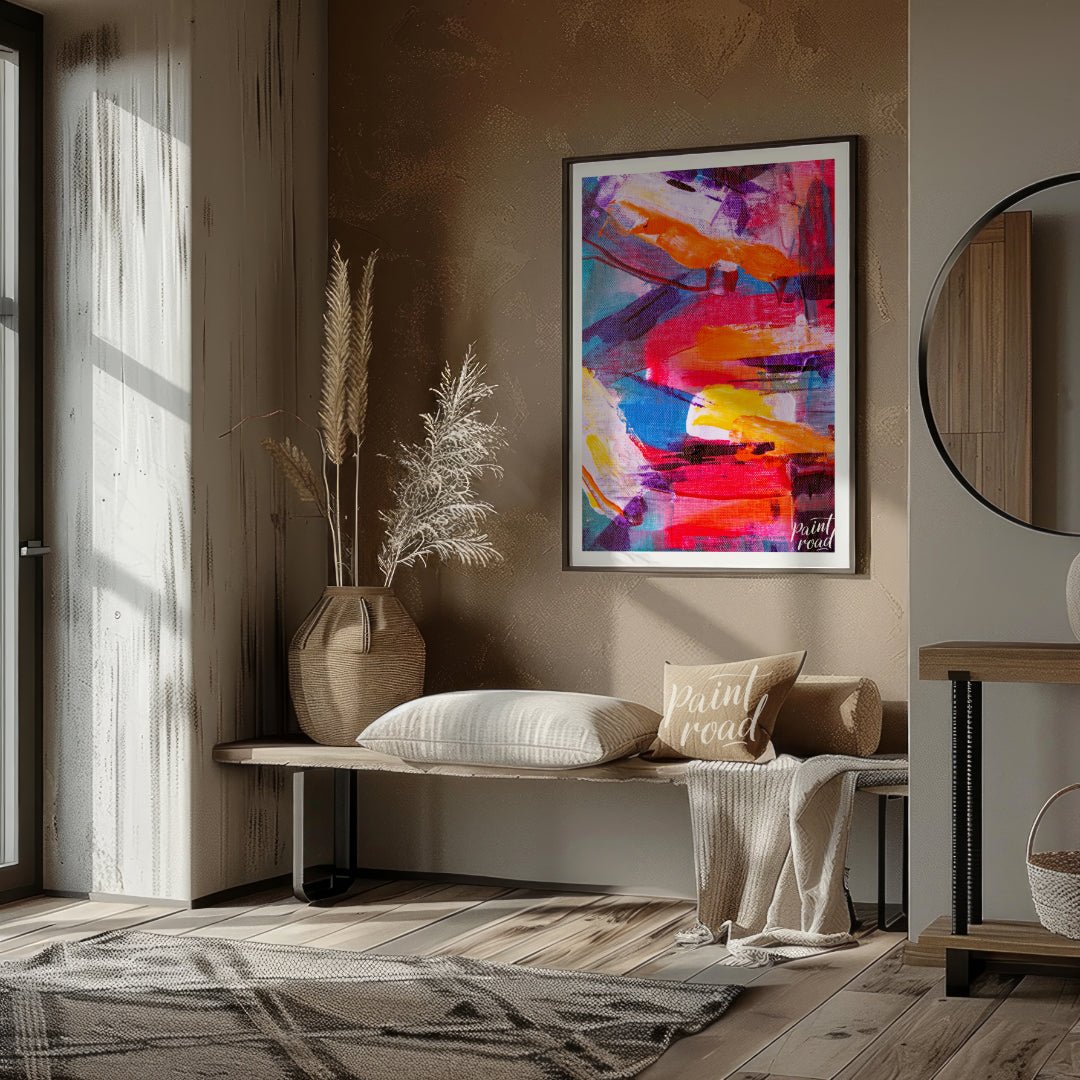 This beautiful painting is an explosion of vibrant colors and dynamic textures. Bold brushstrokes o… for living room