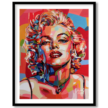 This vibrant painting reimagines the iconic Marilyn Monroe in a bold, contemporary style. The artis… for house