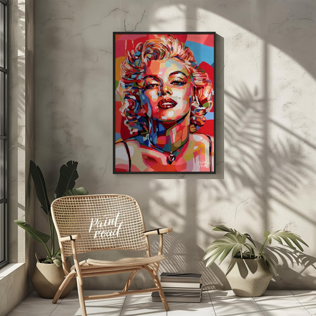 This vibrant painting reimagines the iconic Marilyn Monroe in a bold, contemporary style. The artis… for other