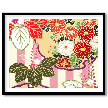 This artwork presents a detailed, stylized pattern reminiscent of traditional Japanese kimono desig… for place