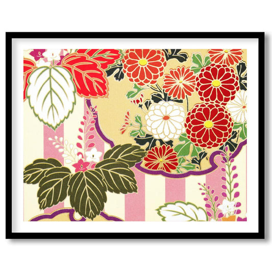 This artwork presents a detailed, stylized pattern reminiscent of traditional Japanese kimono desig… for place