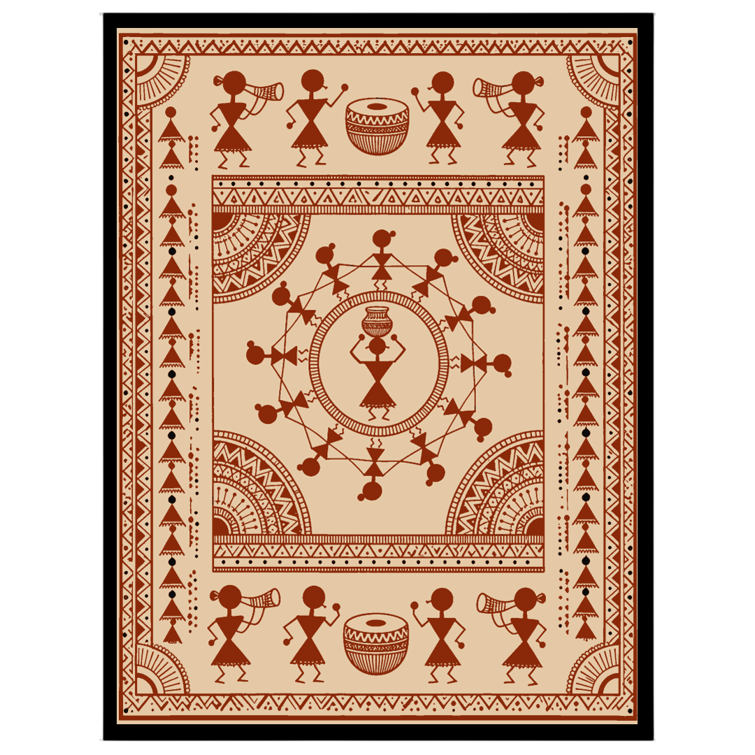 Immerse yourself in the vibrant energy of traditional Warli Art with this captivating piece. for studio