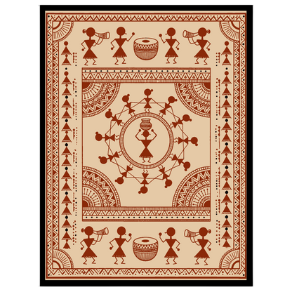 Immerse yourself in the vibrant energy of traditional Warli Art with this captivating piece. for studio