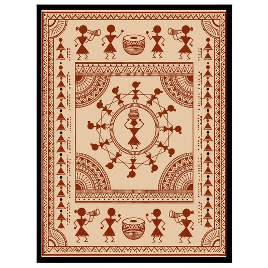 Immerse yourself in the vibrant energy of traditional Warli Art with this captivating piece. for studio