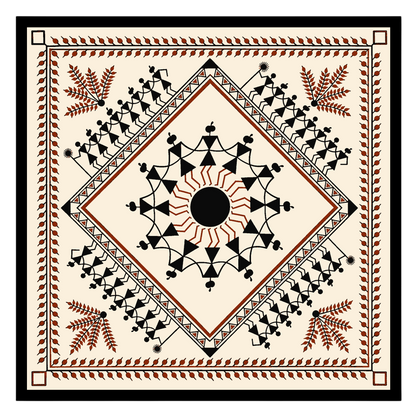 Embrace the rhythmic harmony of rural life with this exquisite Warli art piece, showcasing a for space