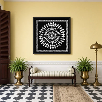 Celebrate the vibrant rhythm of village life with this stunning Warli art print, featuring for Hallway