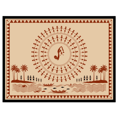 Immerse yourself in the vibrant rhythms of village life with this captivating Warli art print. for living-space