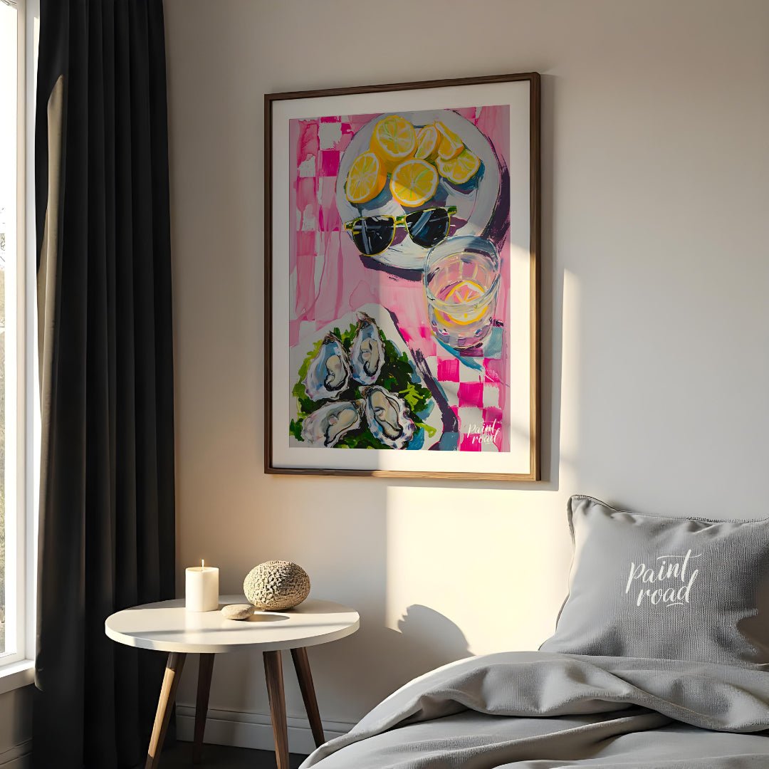 This beautiful painting captures a vibrant still life with a refreshing summer vibe. Slices of lemo… for bedroom