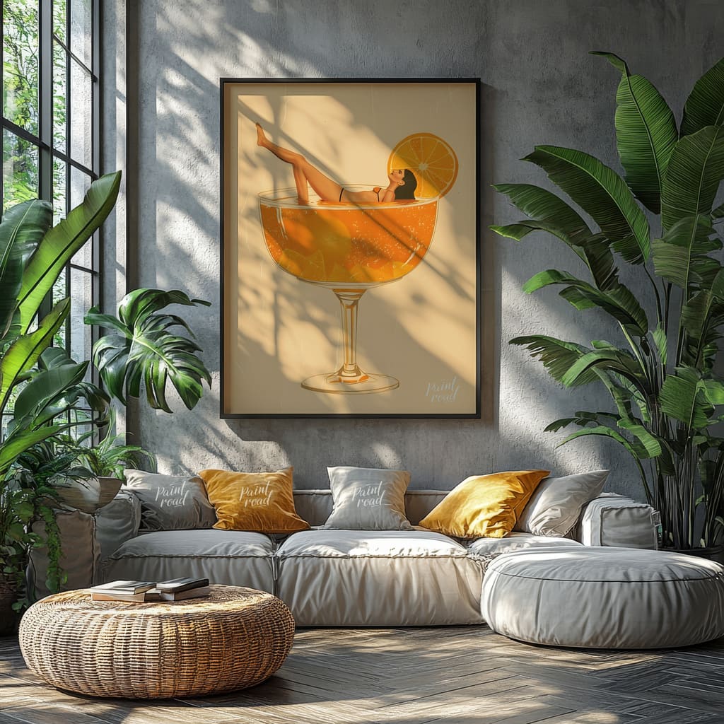 Citrus Serenity Painting available online at Paint Road for only Citrus Serenity showing beverage bliss and carefree