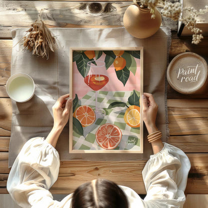This enchanting and elegant poster captures the essence of a relaxed outdoor gathering, focusing on… for kitchen