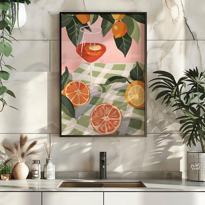This enchanting and elegant poster captures the essence of a relaxed outdoor gathering, focusing on… for kitchen