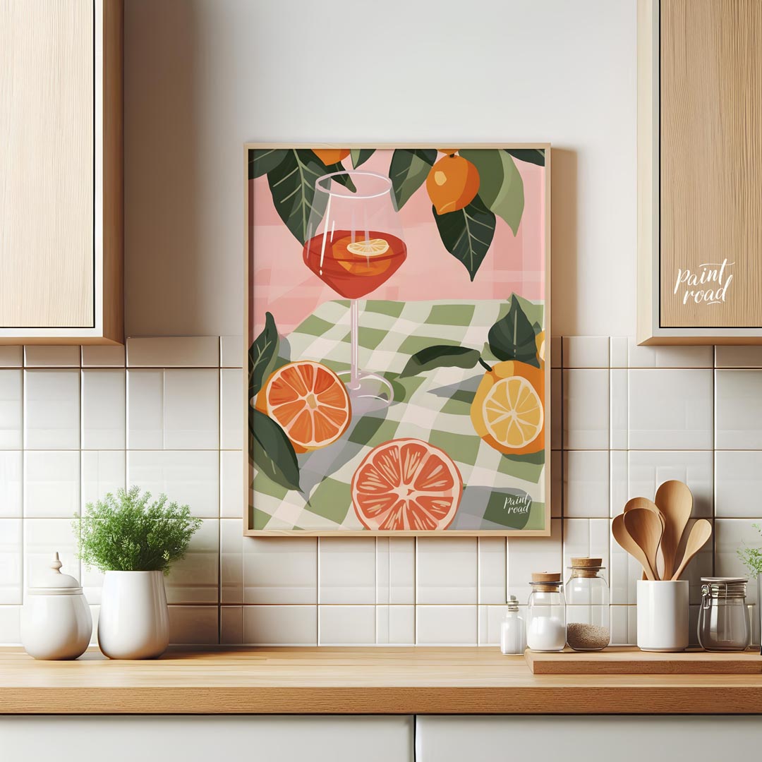 This enchanting and elegant poster captures the essence of a relaxed outdoor gathering, focusing on… for kitchen