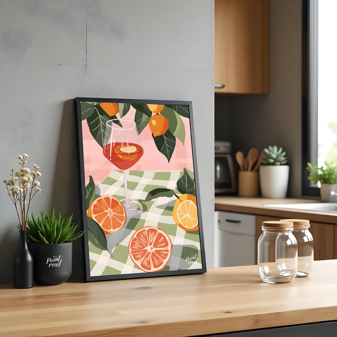 This enchanting and elegant poster captures the essence of a relaxed outdoor gathering, focusing on… for kitchen