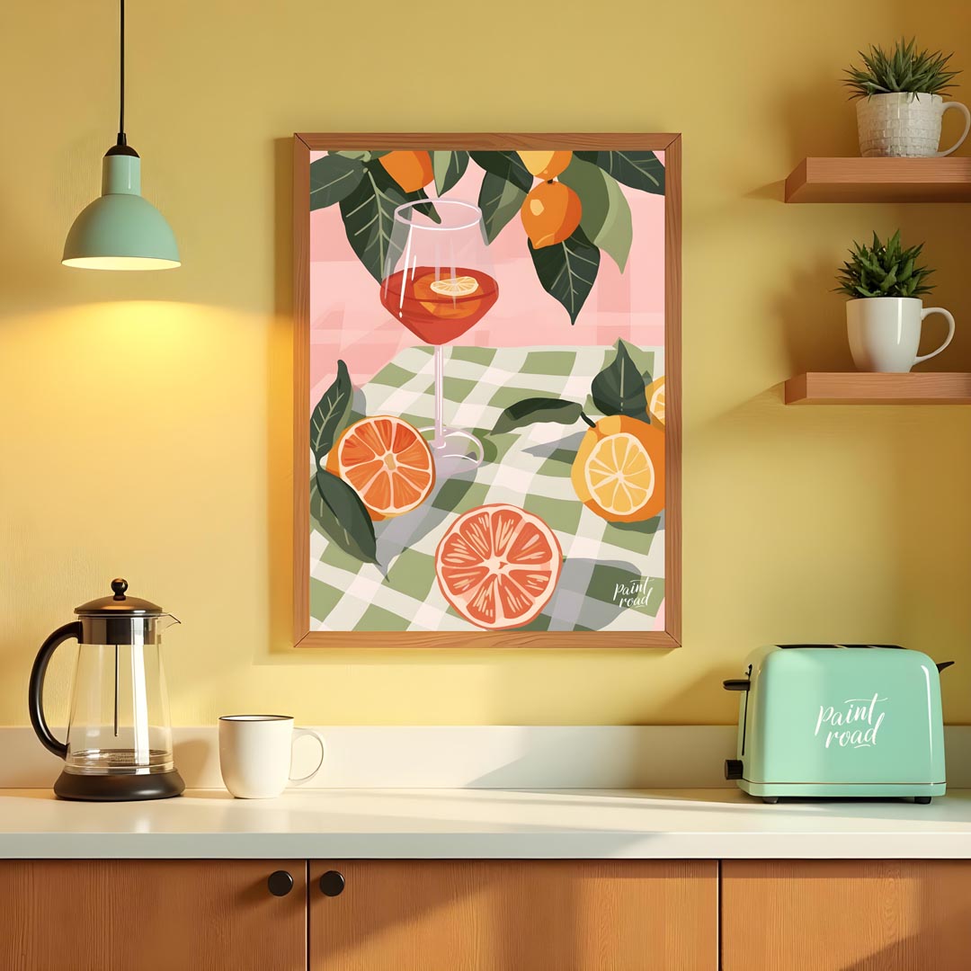 This enchanting and elegant poster captures the essence of a relaxed outdoor gathering, focusing on… for kitchen