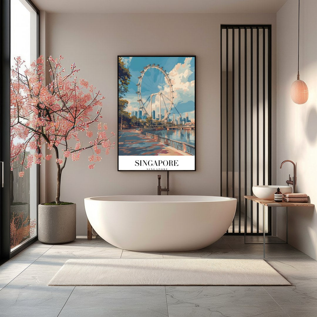 Capture the dynamic spirit of urban exploration with this stunning art piece, featuring a for Bathroom