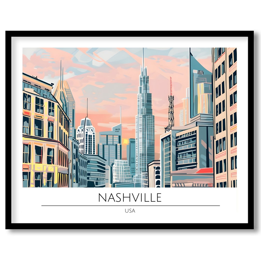 Immerse yourself in the vibrant energy of Nashville with this stunning cityscape artwork. Capturing for gallery