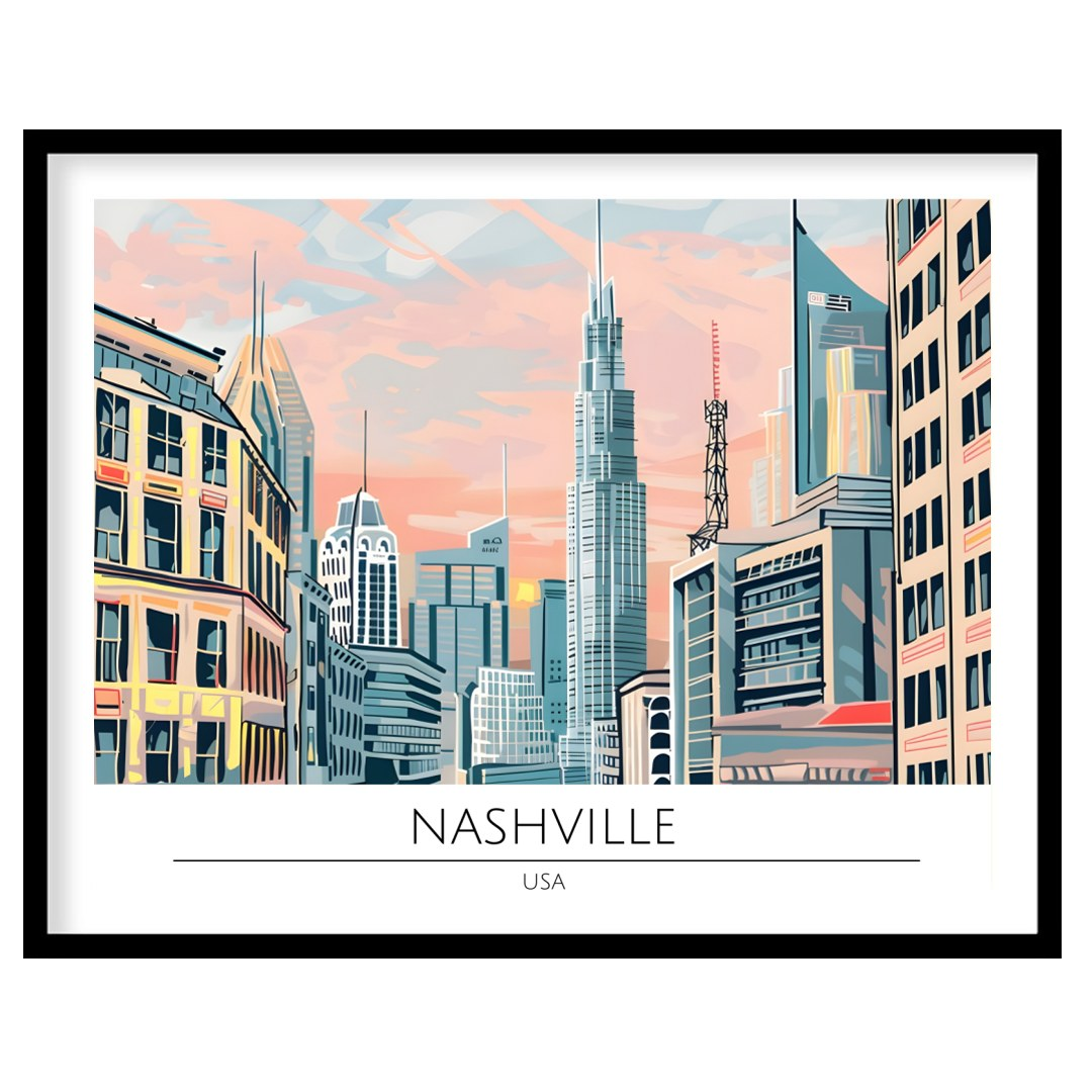 Immerse yourself in the vibrant energy of Nashville with this stunning cityscape artwork. Capturing for gallery