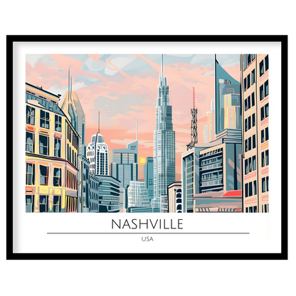 Immerse yourself in the vibrant energy of Nashville with this stunning cityscape artwork. Capturing for gallery