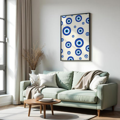 This protective and visually striking art print features a repeating pattern of traditional blue an… for living room