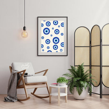 This protective and visually striking art print features a repeating pattern of traditional blue an… for living room