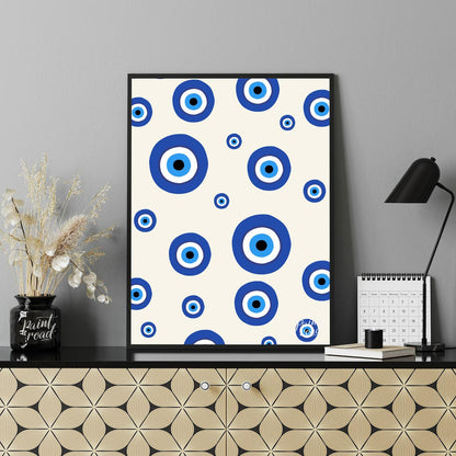 This protective and visually striking art print features a repeating pattern of traditional blue an… for office
