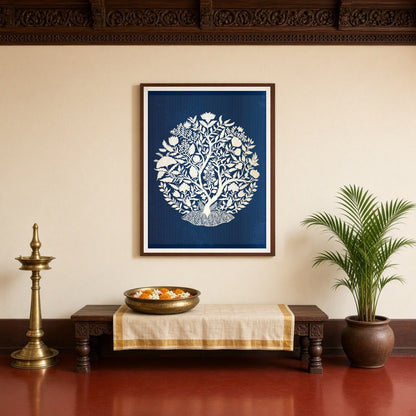 Immerse yourself in the elegance of Mughal artistry with this exquisite depiction of the Tree of for Entrance