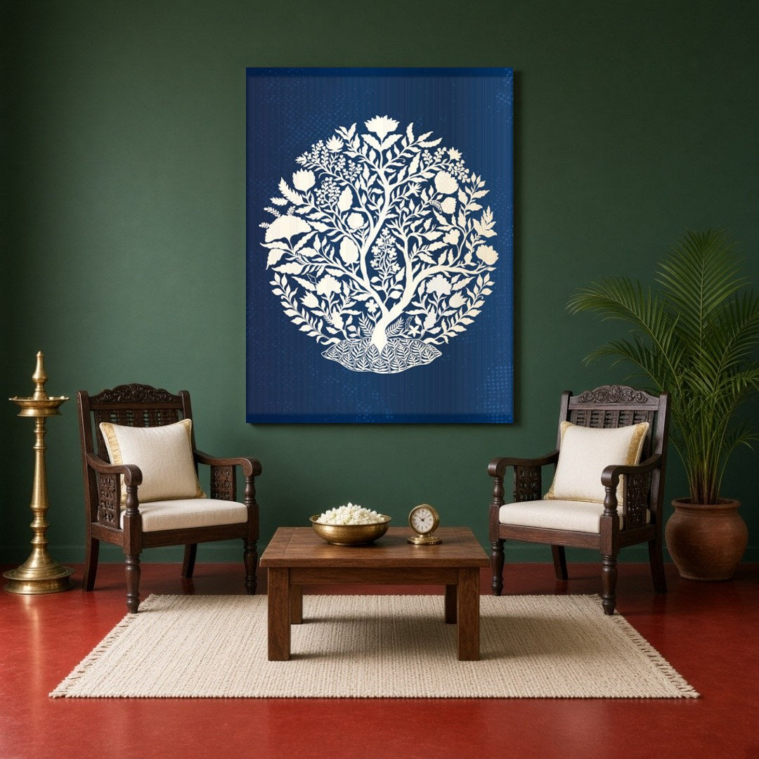 Immerse yourself in the elegance of Mughal artistry with this exquisite depiction of the Tree of for Sitting Area