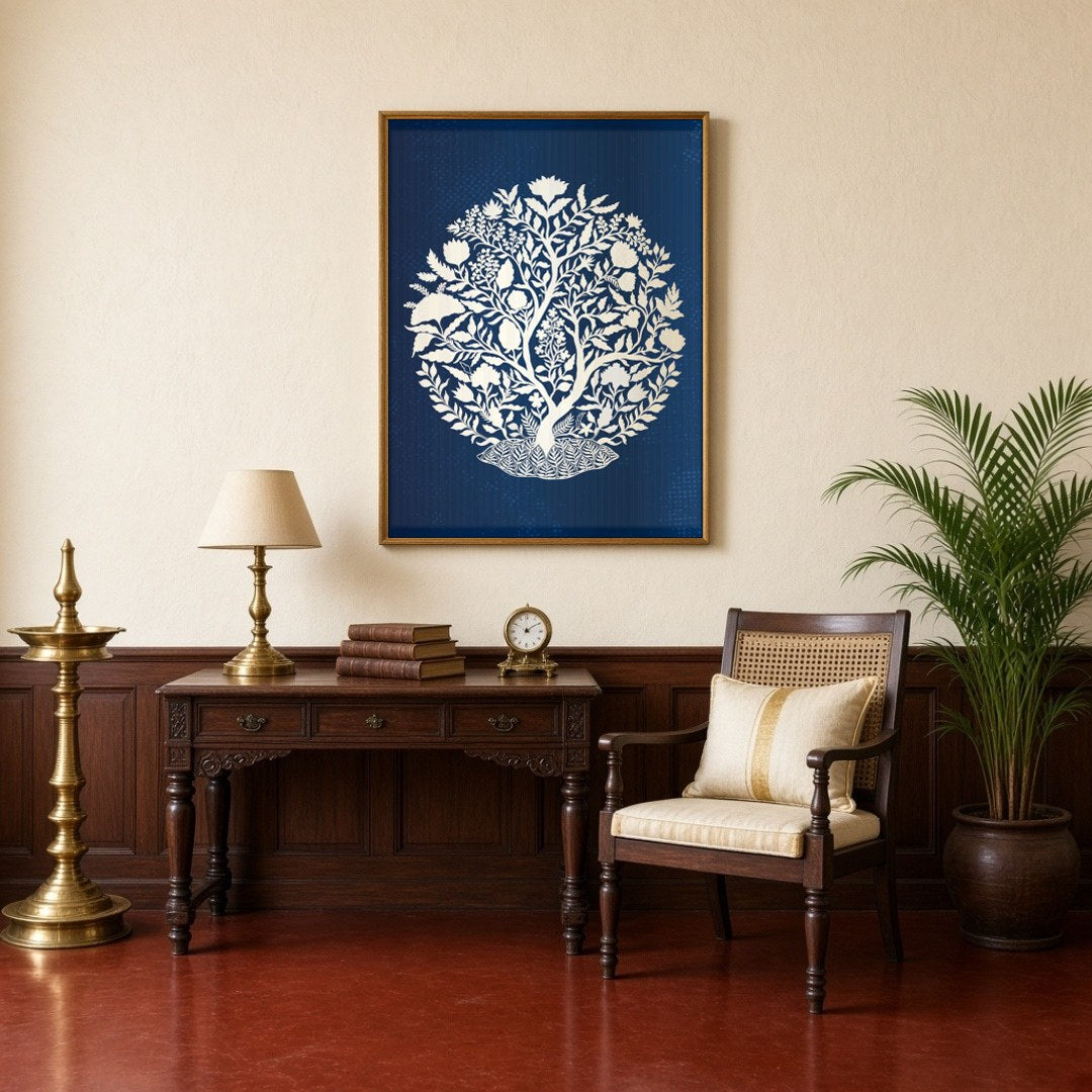 Immerse yourself in the elegance of Mughal artistry with this exquisite depiction of the Tree of for Study