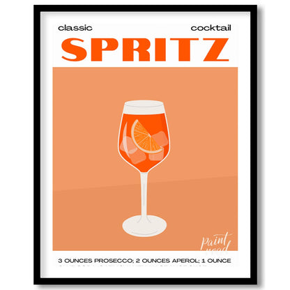 This crisp and inviting poster celebrates the timeless "classic cocktail" Spritz, depicted with a w… for area