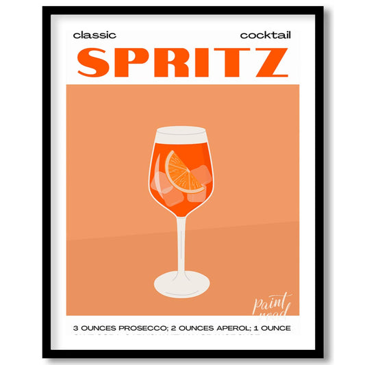 This crisp and inviting poster celebrates the timeless "classic cocktail" Spritz, depicted with a w… for area