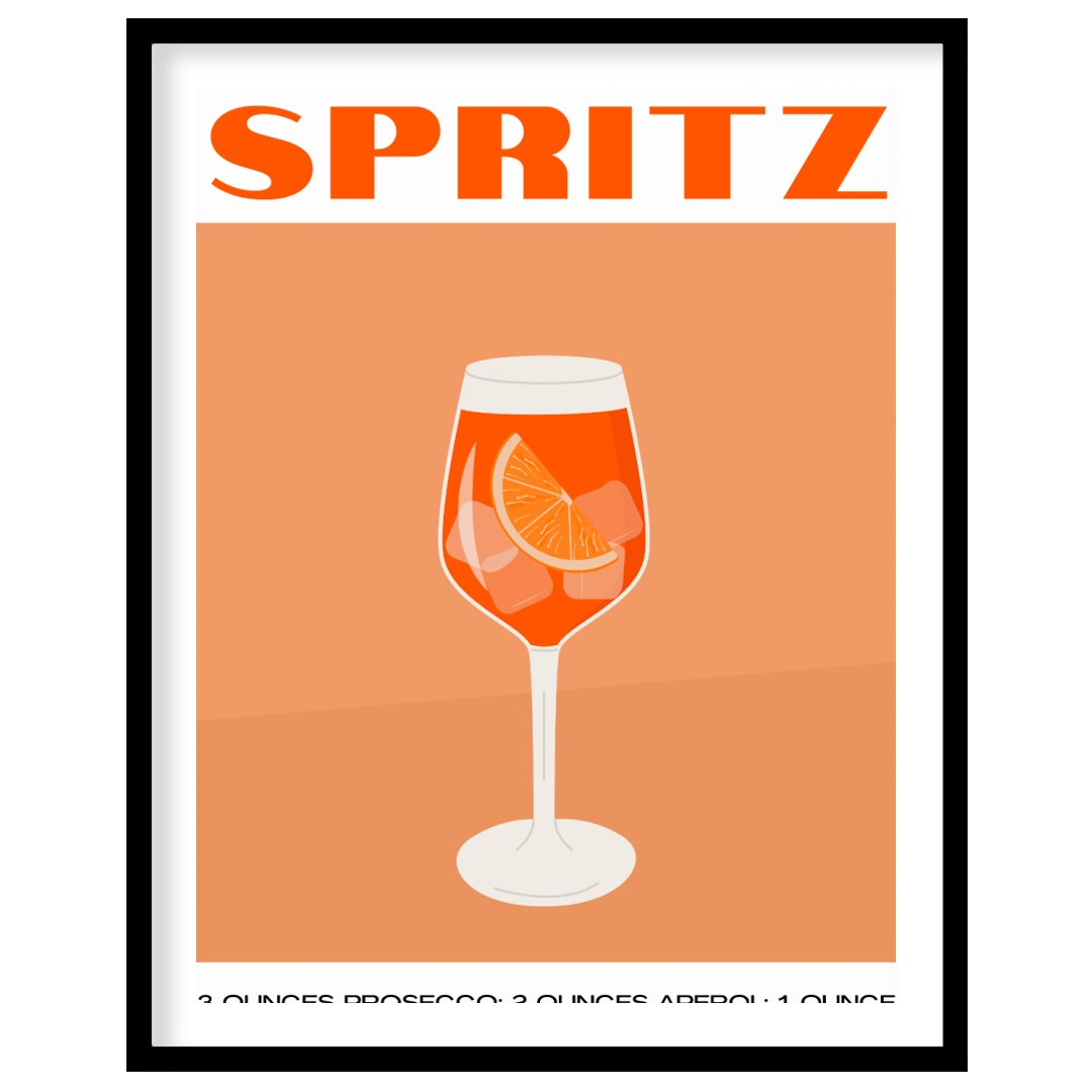 This crisp and inviting poster celebrates the timeless "classic cocktail" Spritz, depicted with a w… for area