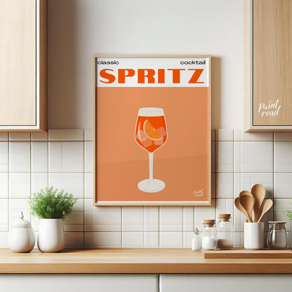 This crisp and inviting poster celebrates the timeless "classic cocktail" Spritz, depicted with a w… for kitchen