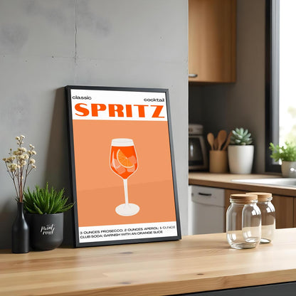 This crisp and inviting poster celebrates the timeless "classic cocktail" Spritz, depicted with a w… for kitchen