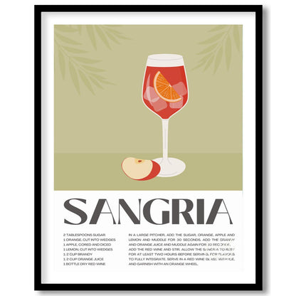 This elegant and inviting poster showcases a vibrant illustration of a glass of Sangria, complete w… for space