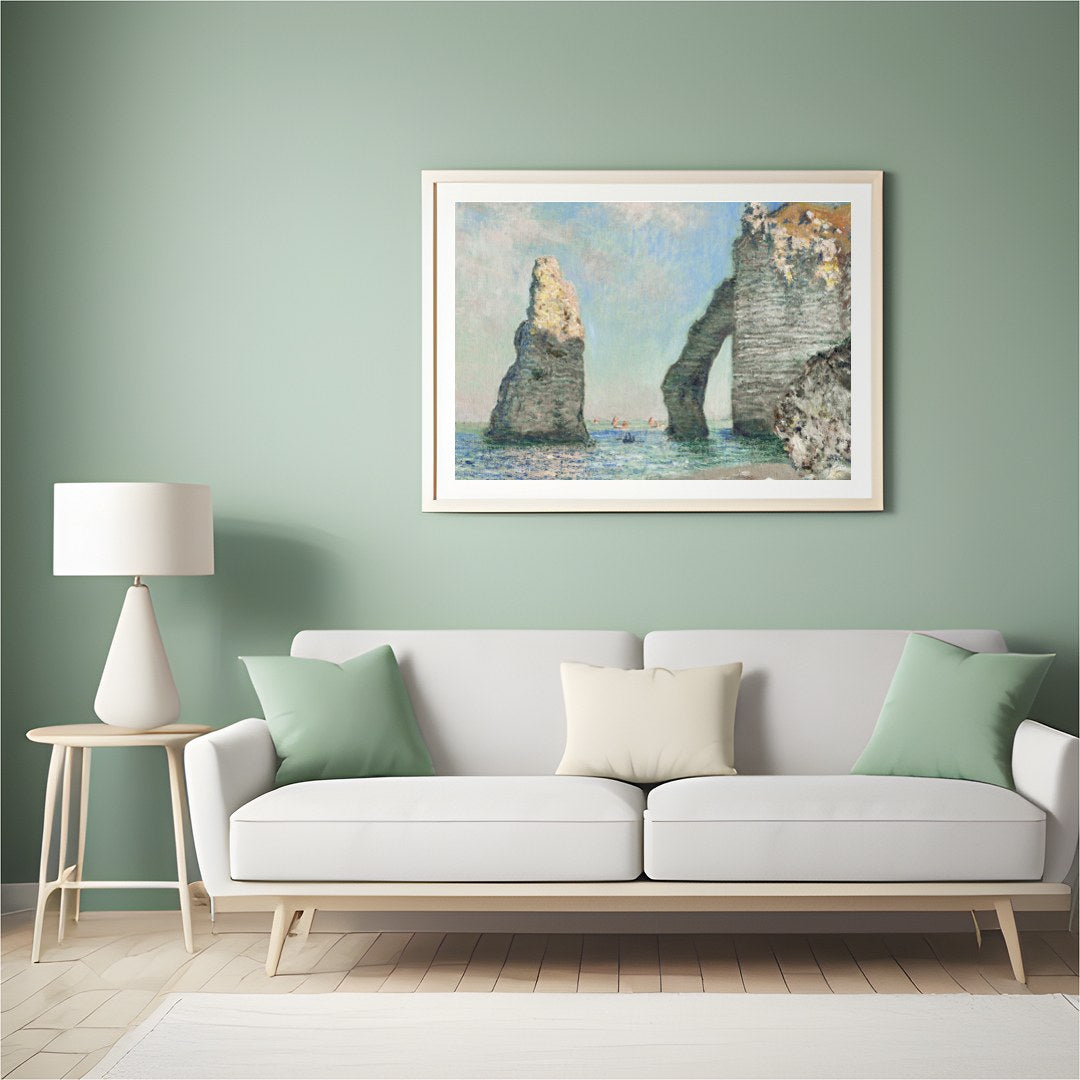 This exquisite piece captures the rugged beauty of the Étretat cliffs with masterful brushwork. The for Hall