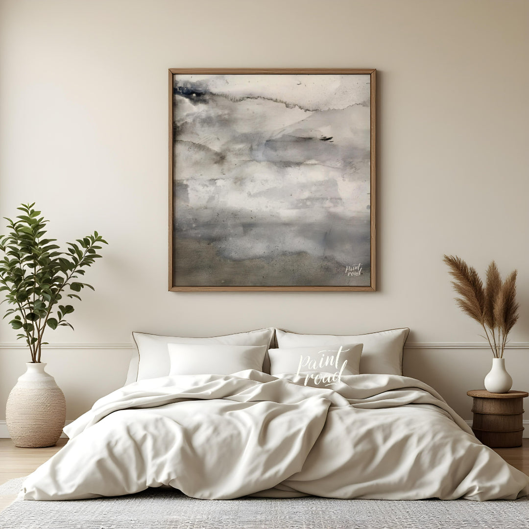 Cloudscape Veil presents a serene abstract composition with a focus on atmospheric textures and sub… for room